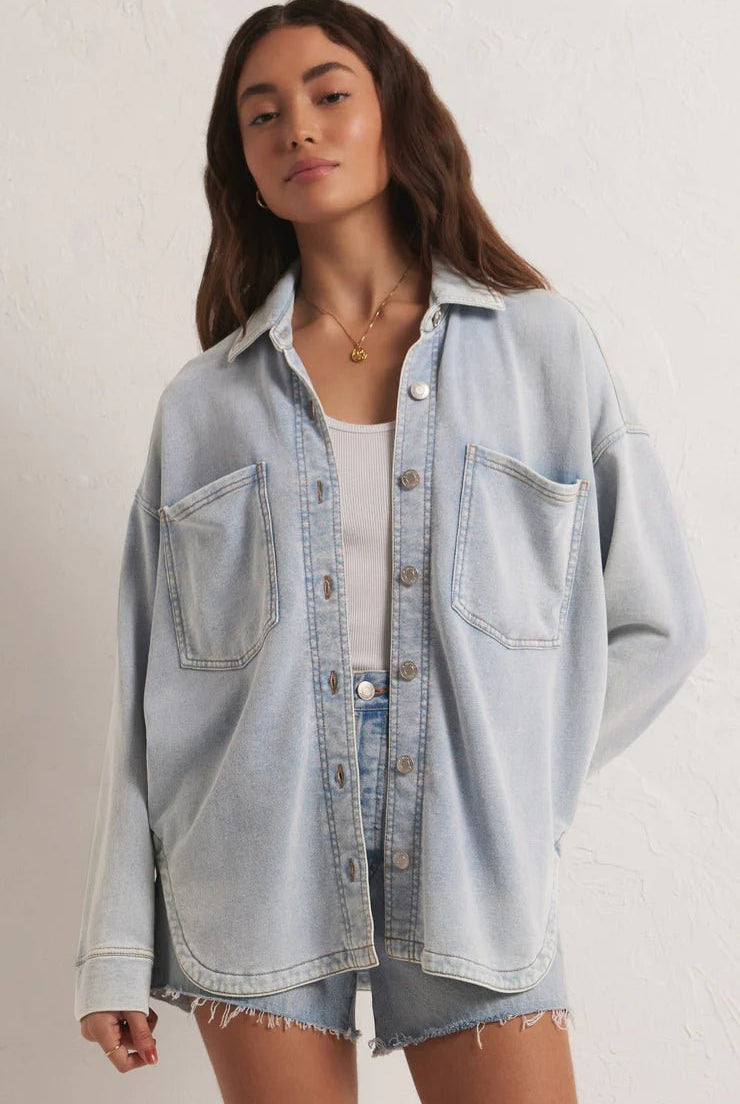 All Knit Denim Jacket - Uptown Boutique Ramona