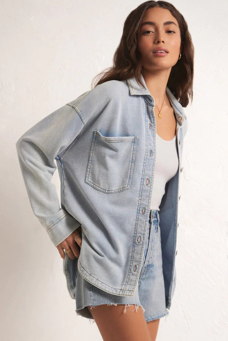 All Knit Denim Jacket - Uptown Boutique Ramona