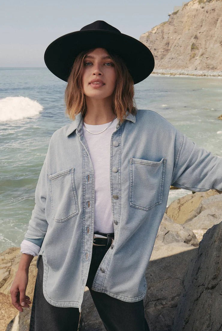 All Knit Denim Jacket - Uptown Boutique Ramona