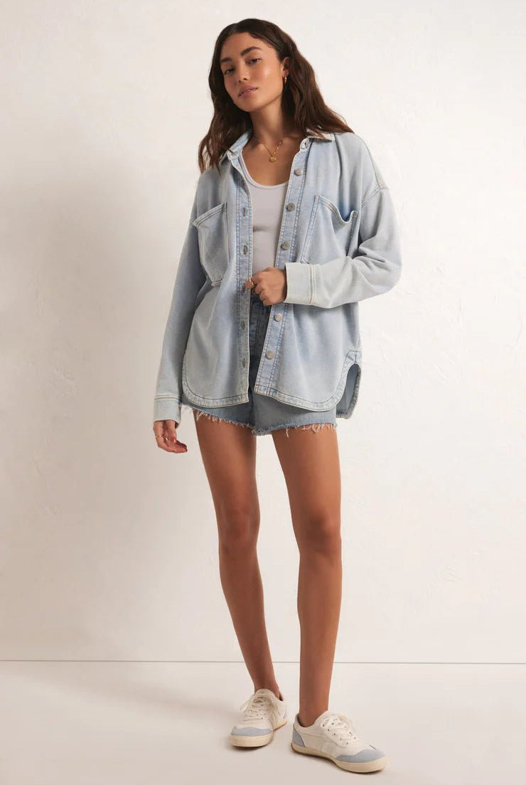 All Knit Denim Jacket - Uptown Boutique Ramona