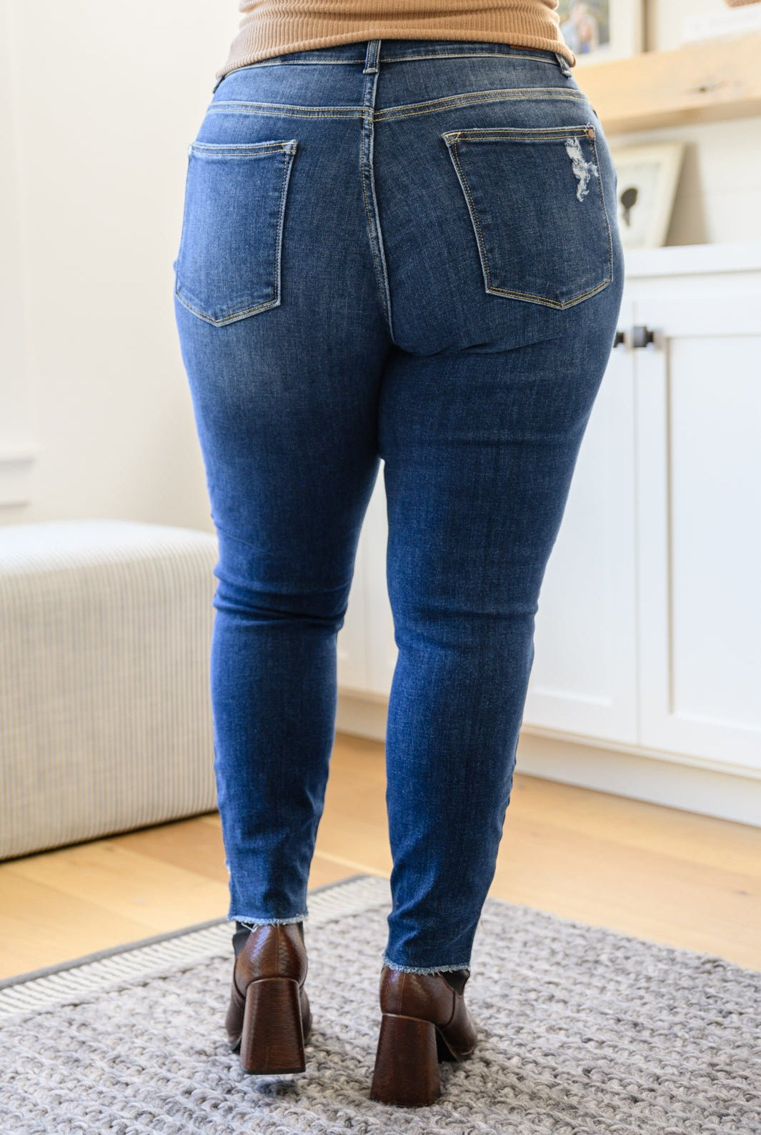 Annalise Slanted Raw Hem Skinny Jeans (Online Exclusive) - Uptown Boutique Ramona