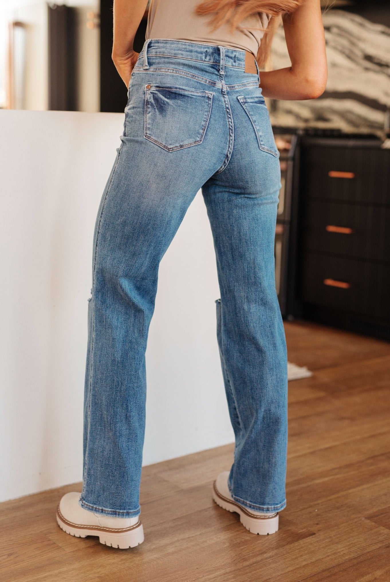 Bree High Rise Control Top Distressed Straight Jeans (Online Exclusive) - Uptown Boutique Ramona