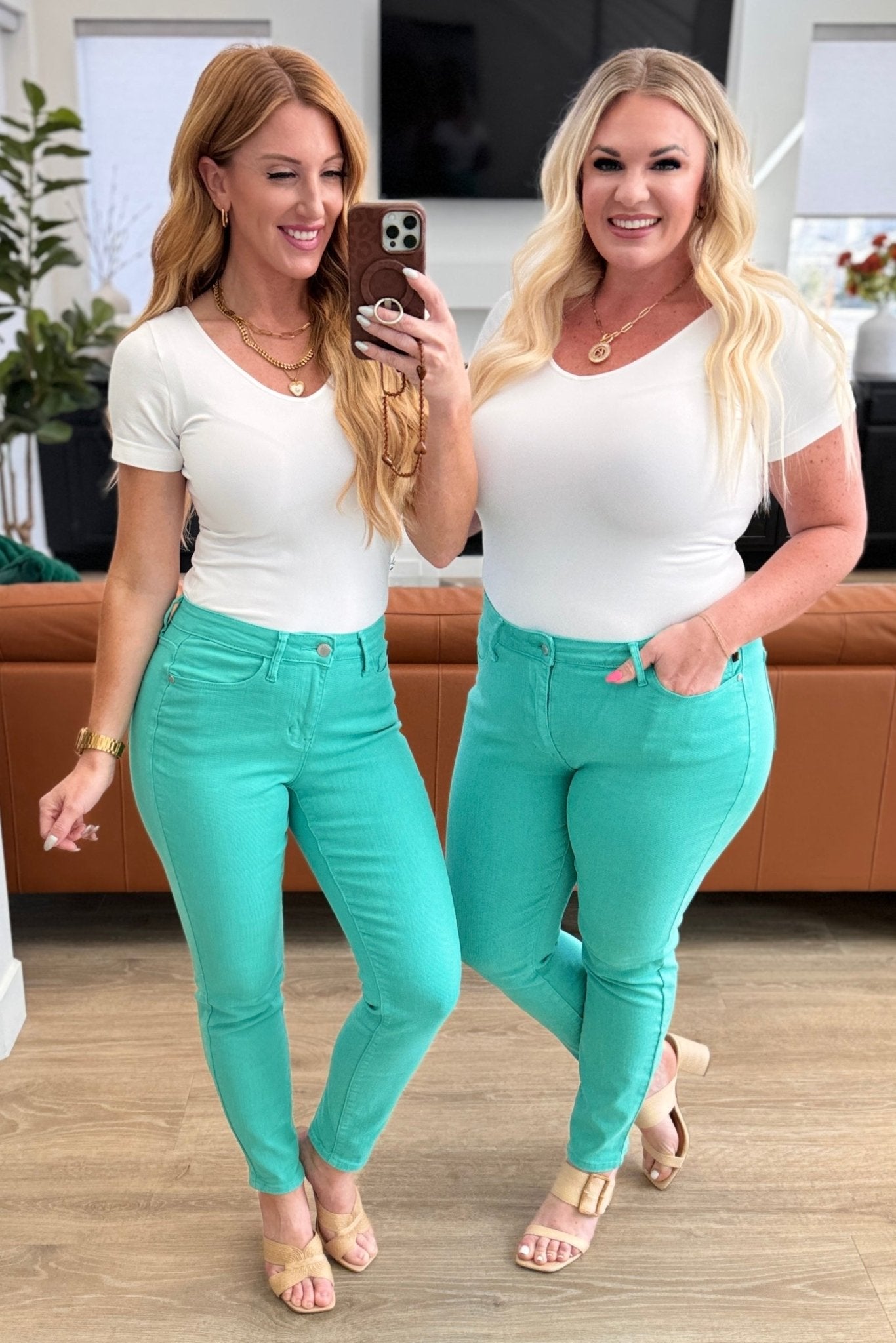 Bridgette High Rise Garment Dyed Slim Jeans in Aquamarine (Online Exclusive) - Uptown Boutique Ramona