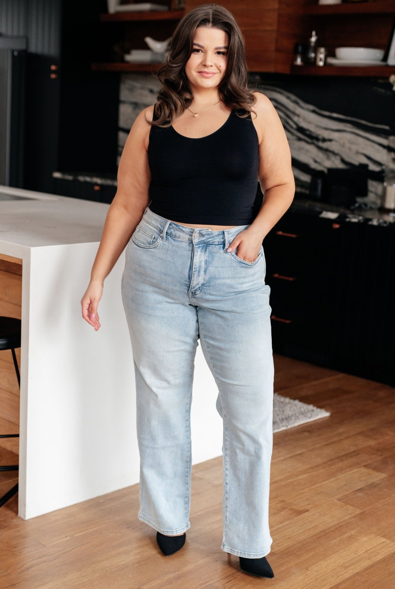 Brooke High Rise Control Top Vintage Wash Straight Jeans (Online Exclusive) - Uptown Boutique Ramona