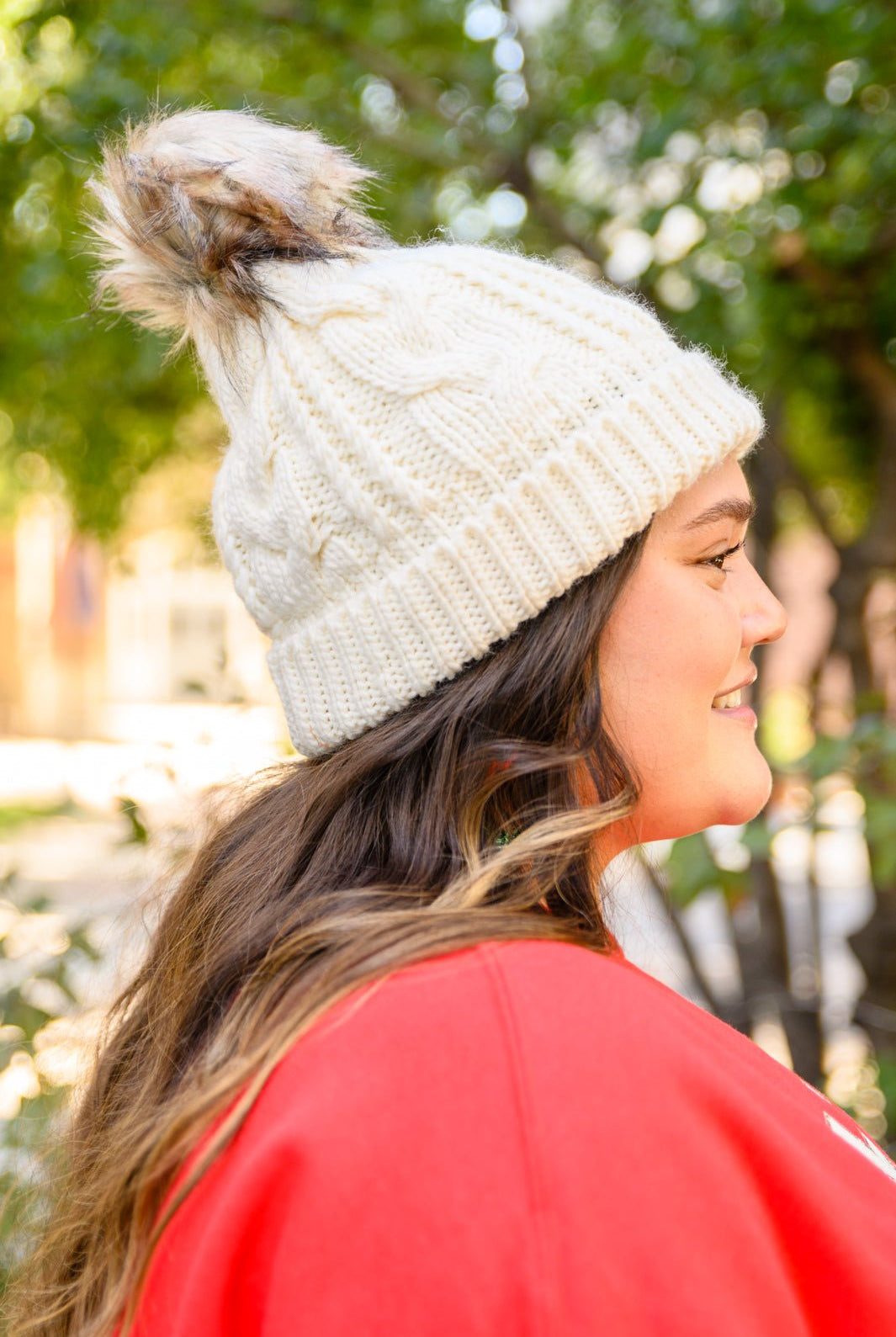 Cable Knit Cuffed Beanie In Ivory (Online Exclusive) - Uptown Boutique Ramona