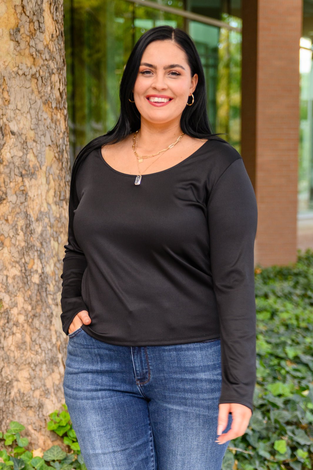 Can You Believe It Basic Long Sleeve Top In Black (Online Exclusive) - Uptown Boutique Ramona