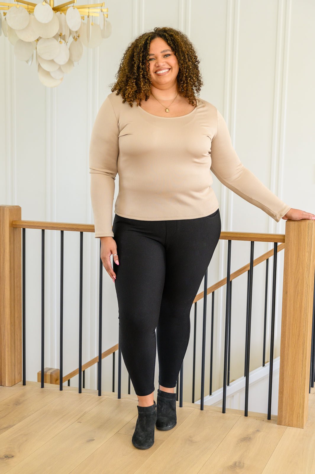 Can You Believe It Basic Long Sleeve Top In Sand (Online Exclusive) - Uptown Boutique Ramona