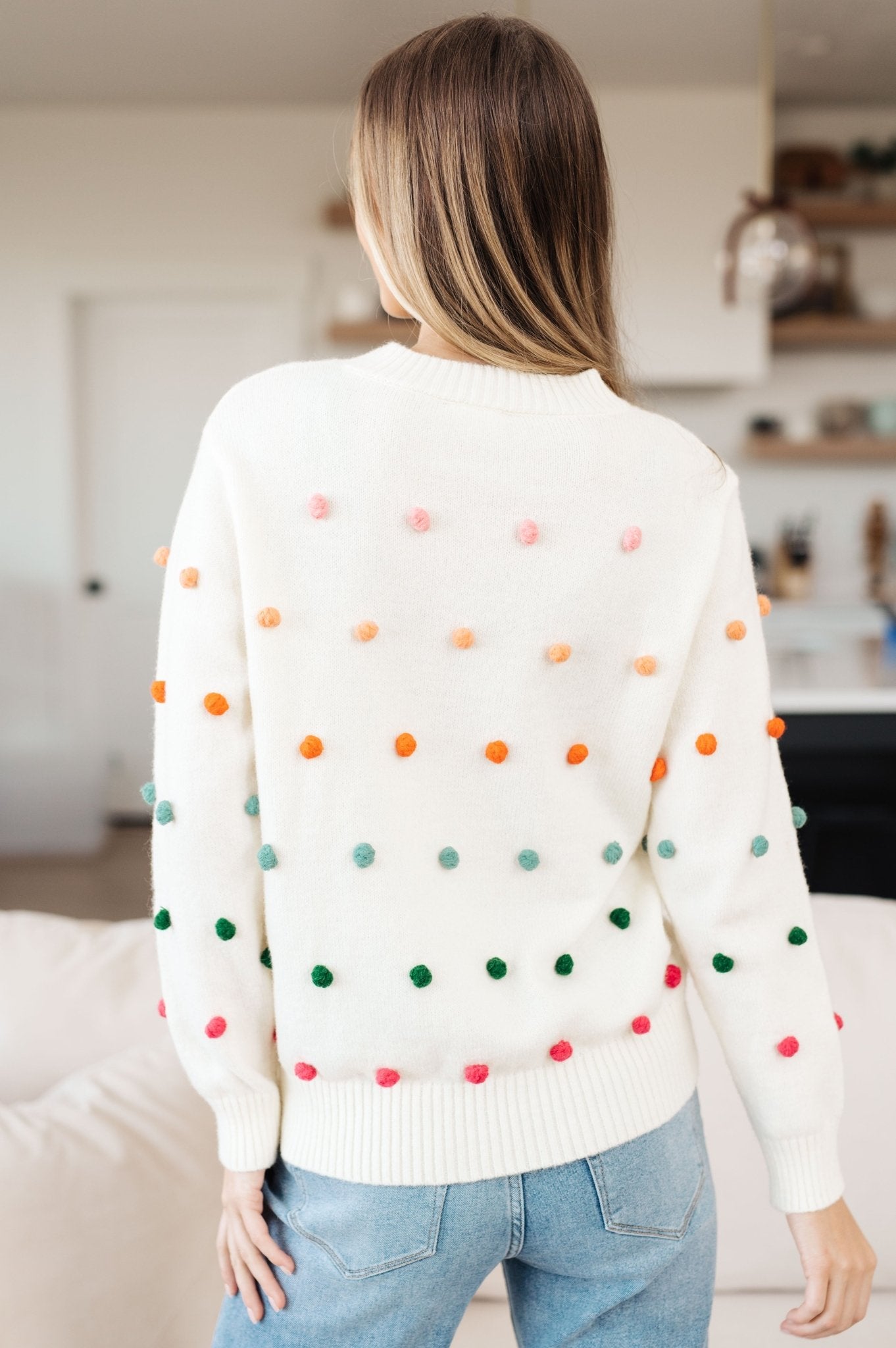 Candy Buttons Pom Detail Sweater (Online Exclusive) - Uptown Boutique Ramona