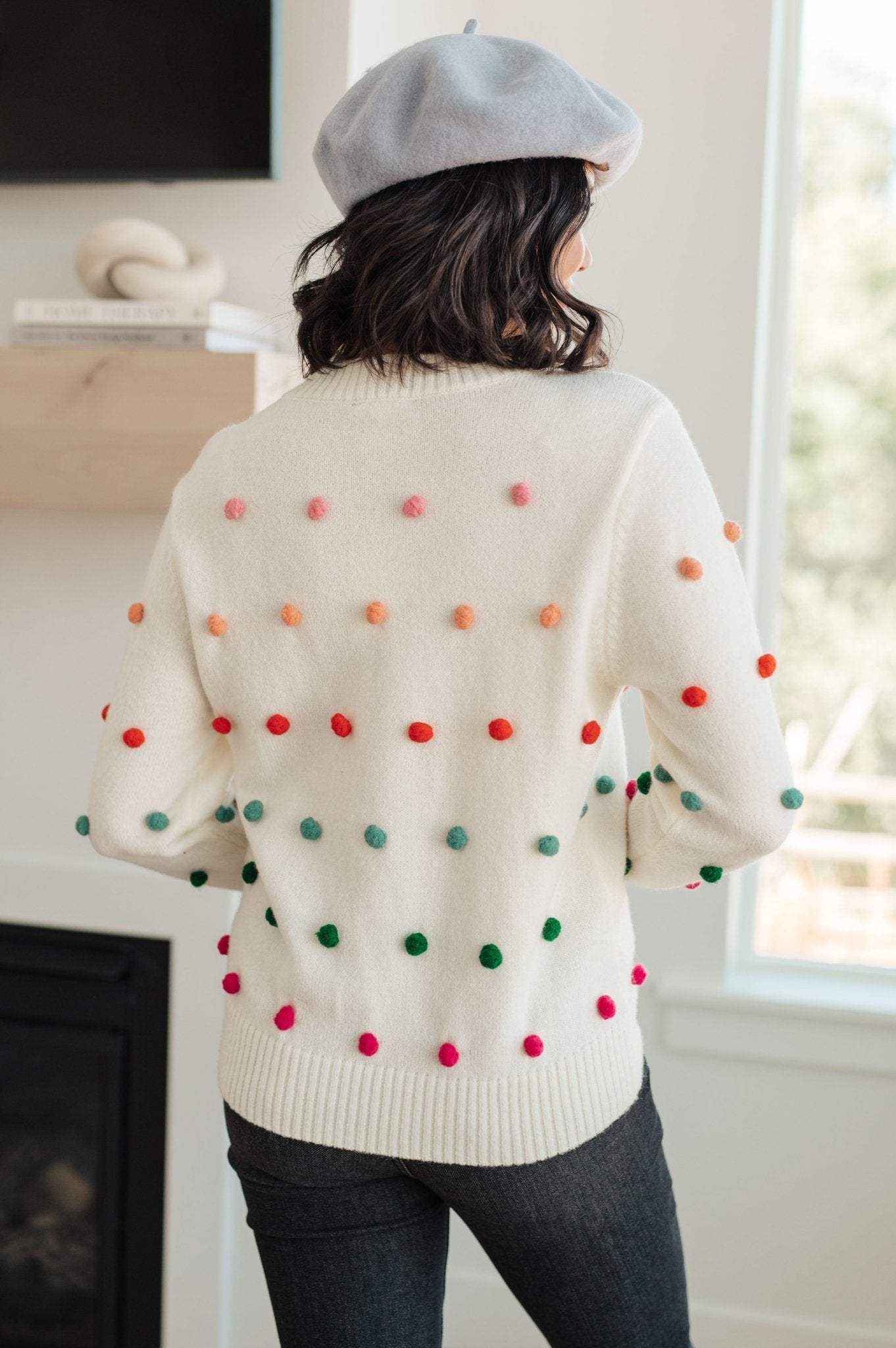 Candy Buttons Pom Detail Sweater (Online Exclusive) - Uptown Boutique Ramona