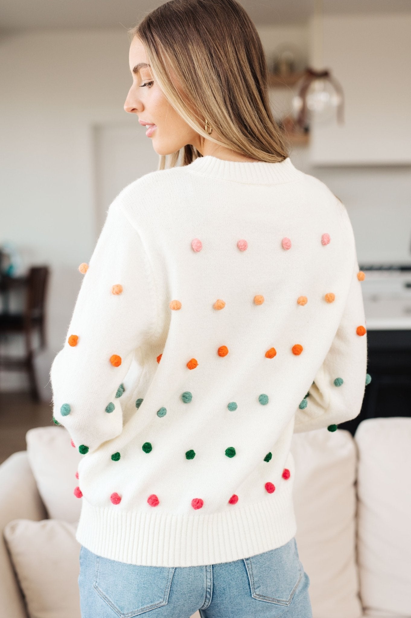 Candy Buttons Pom Detail Sweater (Online Exclusive) - Uptown Boutique Ramona