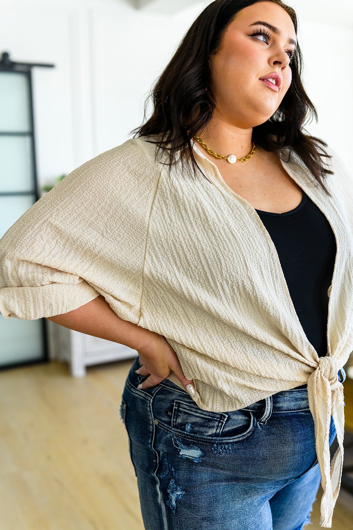 Castaway Tie Front Shirt (Online Exclusive) - Uptown Boutique Ramona