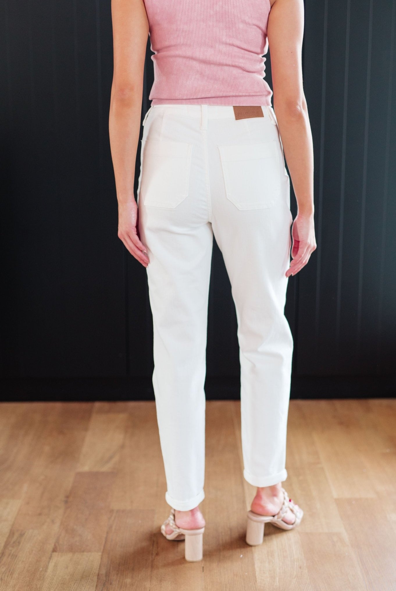 Charlene High Rise Contrast Thread Jogger in Ecru (Online Exclusive) - Uptown Boutique Ramona