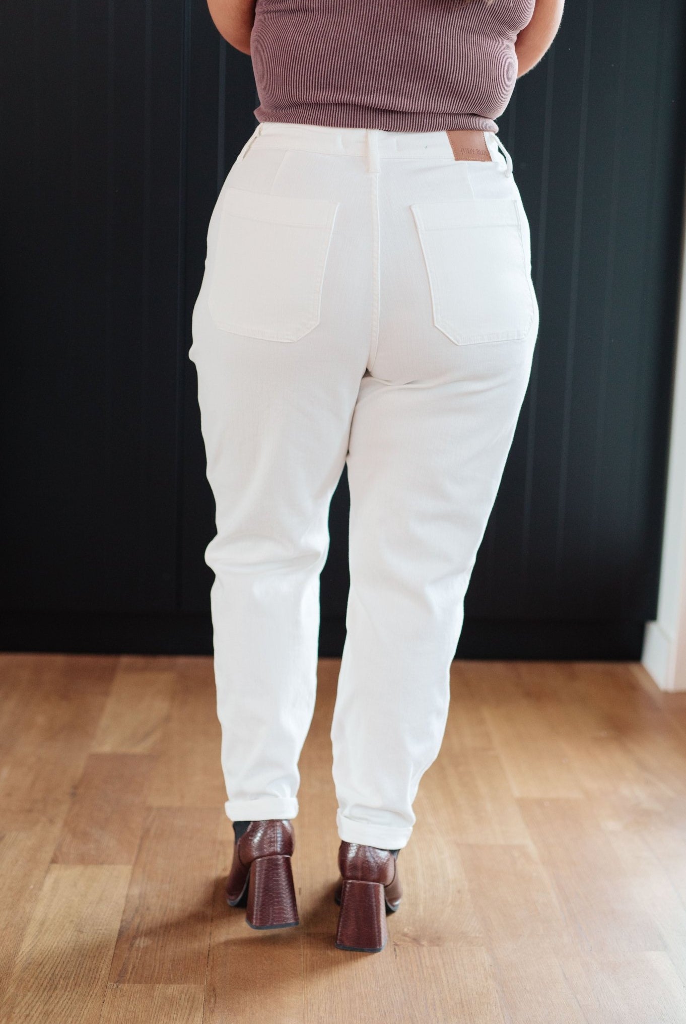 Charlene High Rise Contrast Thread Jogger in Ecru (Online Exclusive) - Uptown Boutique Ramona