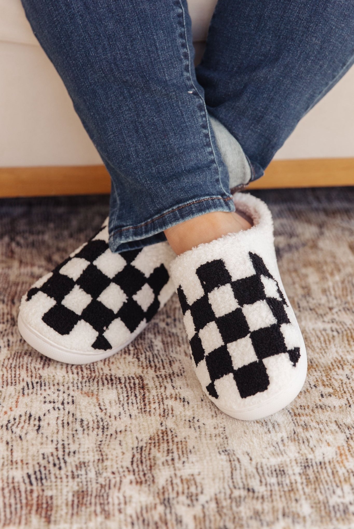 Checked Out Slippers in Black (Online Exclusive) - Uptown Boutique Ramona