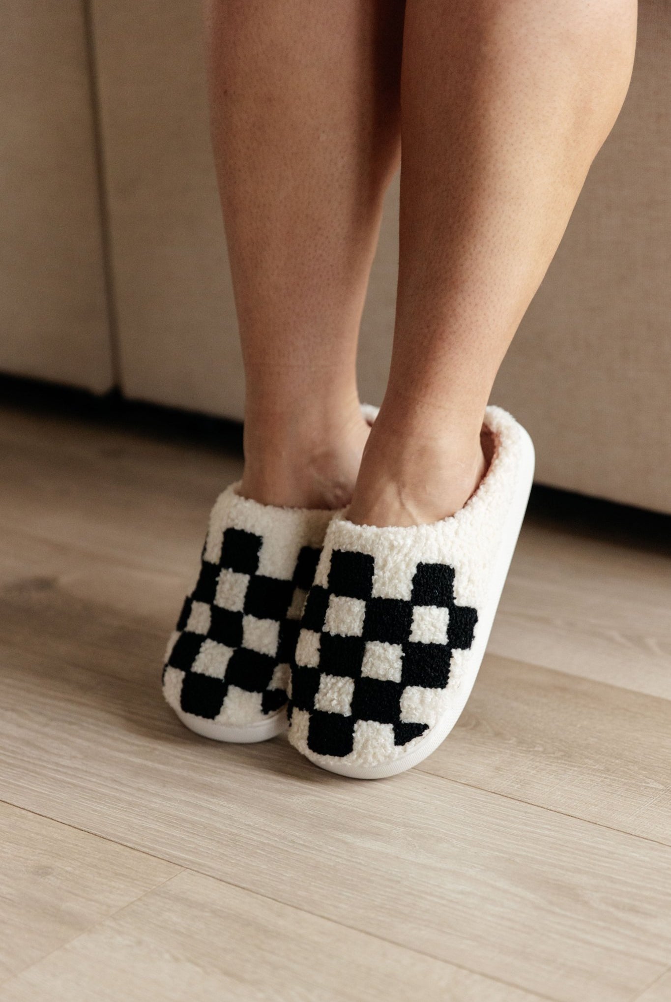 Checked Out Slippers in Black (Online Exclusive) - Uptown Boutique Ramona