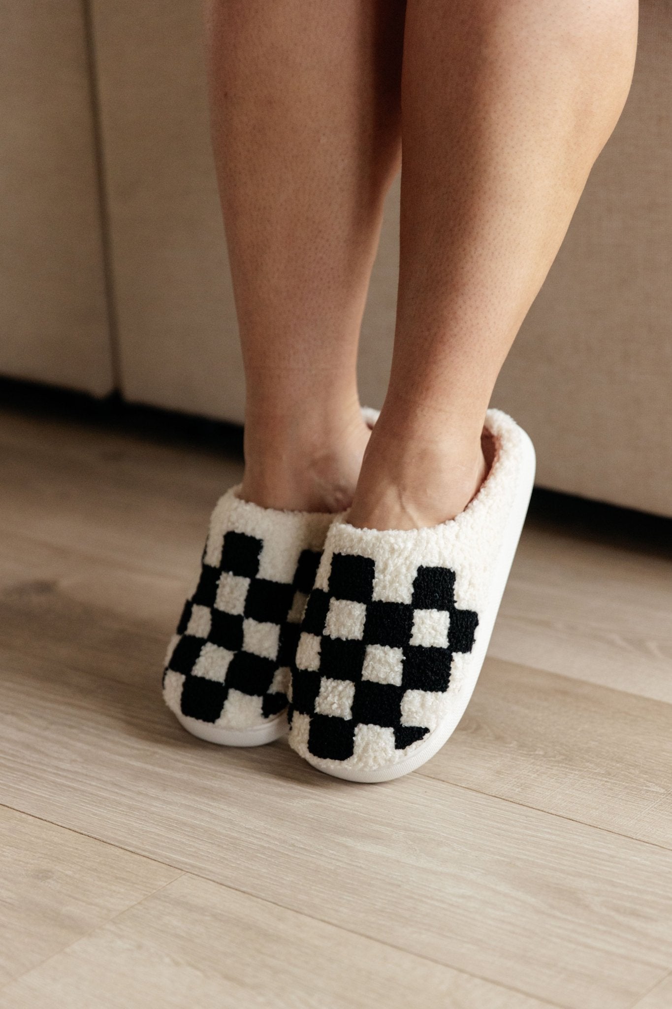 Checked Out Slippers in Black (Online Exclusive) - Uptown Boutique Ramona