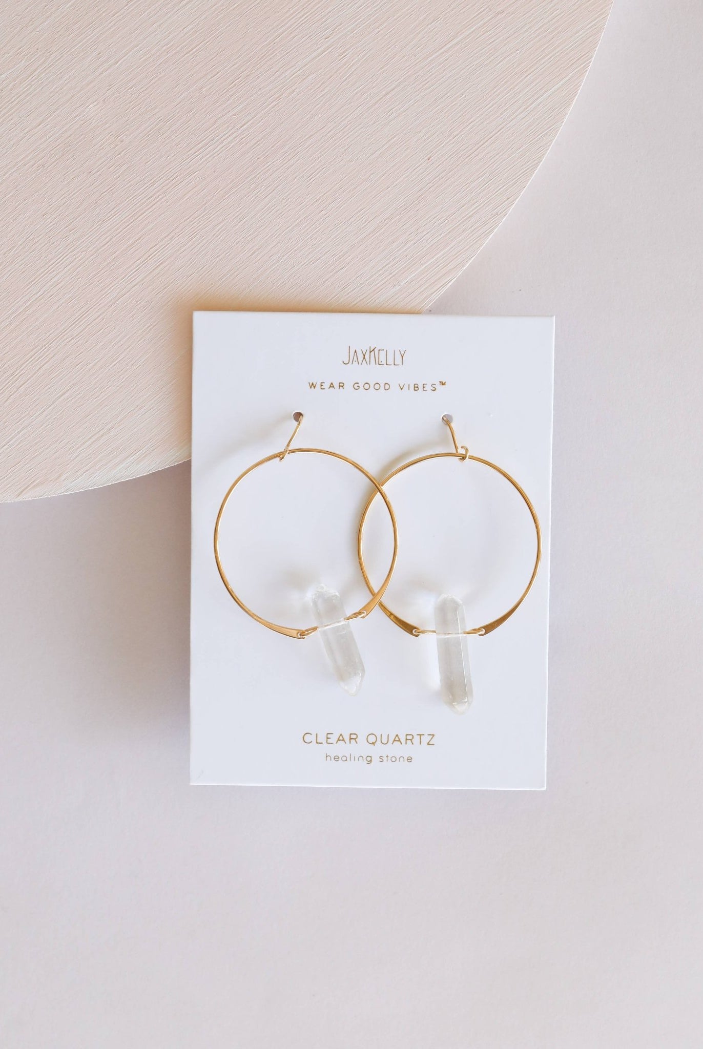 Clear Quartz Hoops Earring - Uptown Boutique Ramona