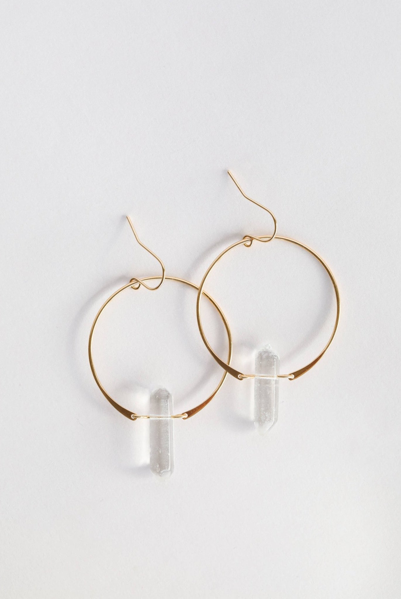 Clear Quartz Hoops Earring - Uptown Boutique Ramona