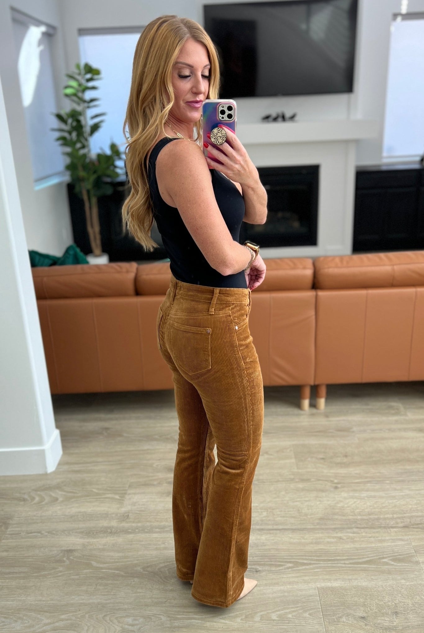 Cordelia Bootcut Corduroy Pants in Camel (Online Exclusive) - Uptown Boutique Ramona