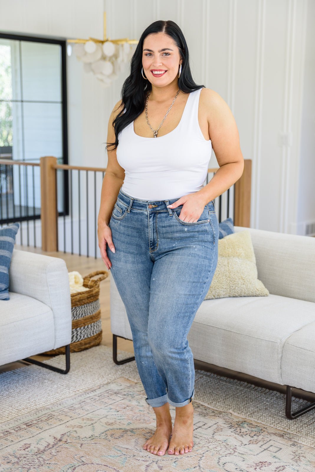 Corey Hi Rise Bleach Splash Boyfriend Jeans (Online Exclusive) - Uptown Boutique Ramona