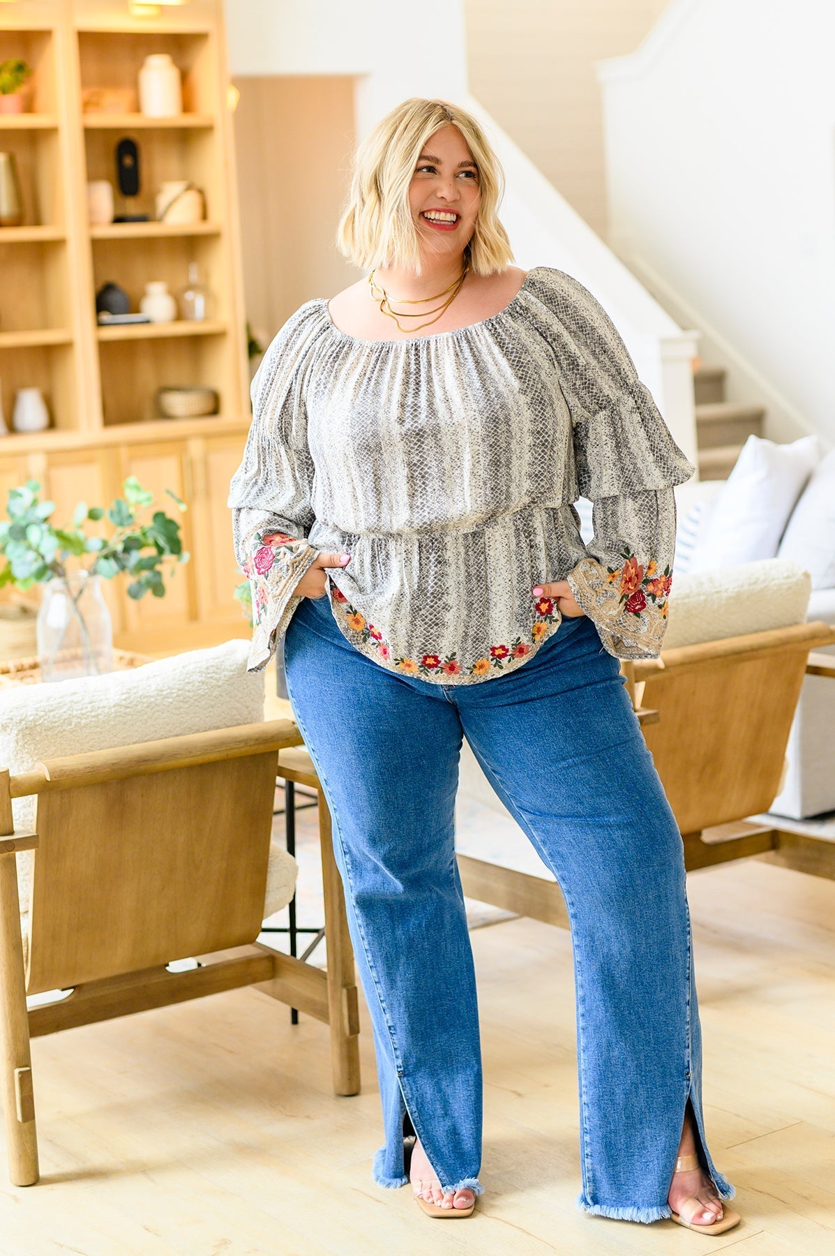 Don't Tempt Me Embroidered Blouse (Online Exclusive) - Uptown Boutique Ramona