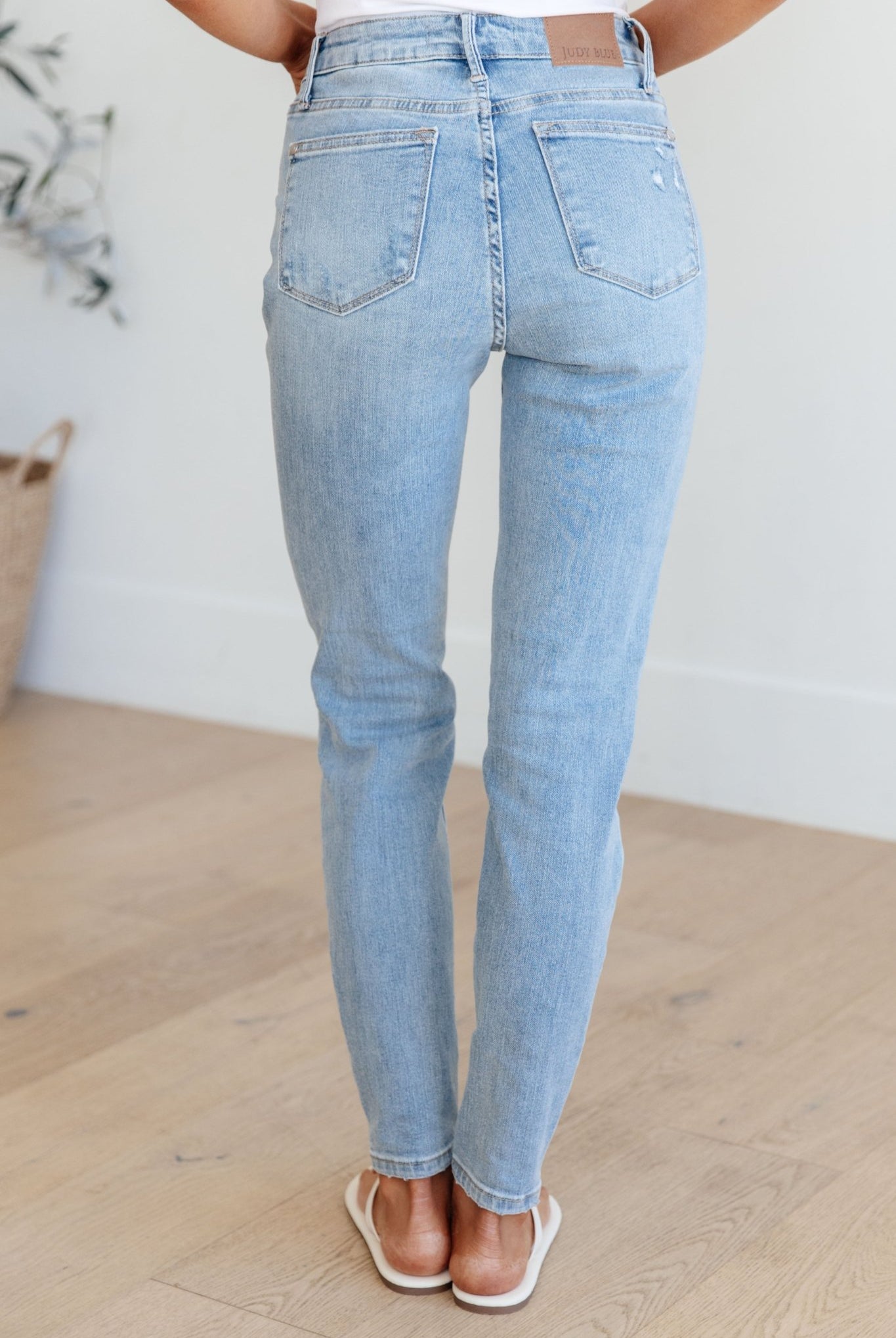 Eloise Mid Rise Control Top Distressed Skinny Jeans (Online Exclusive) - Uptown Boutique Ramona