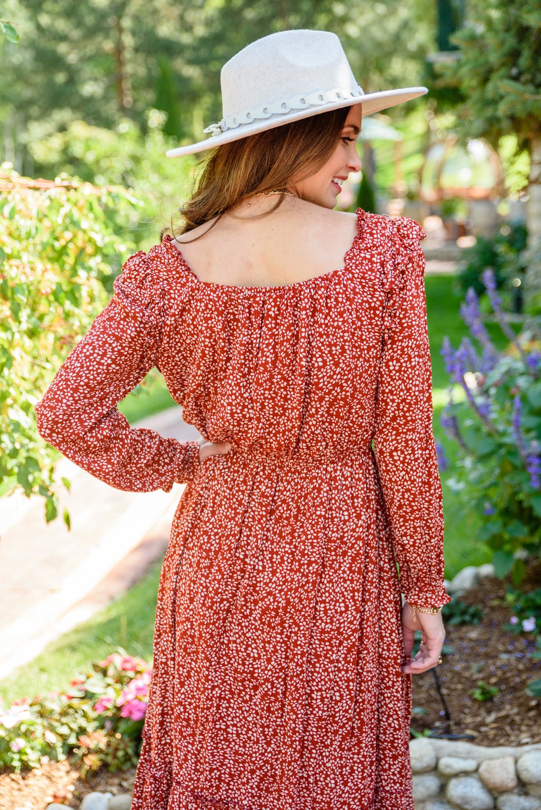 First Kiss Long Sleeve Maxi Dress In Rust (Online Exclusive) - Uptown Boutique Ramona