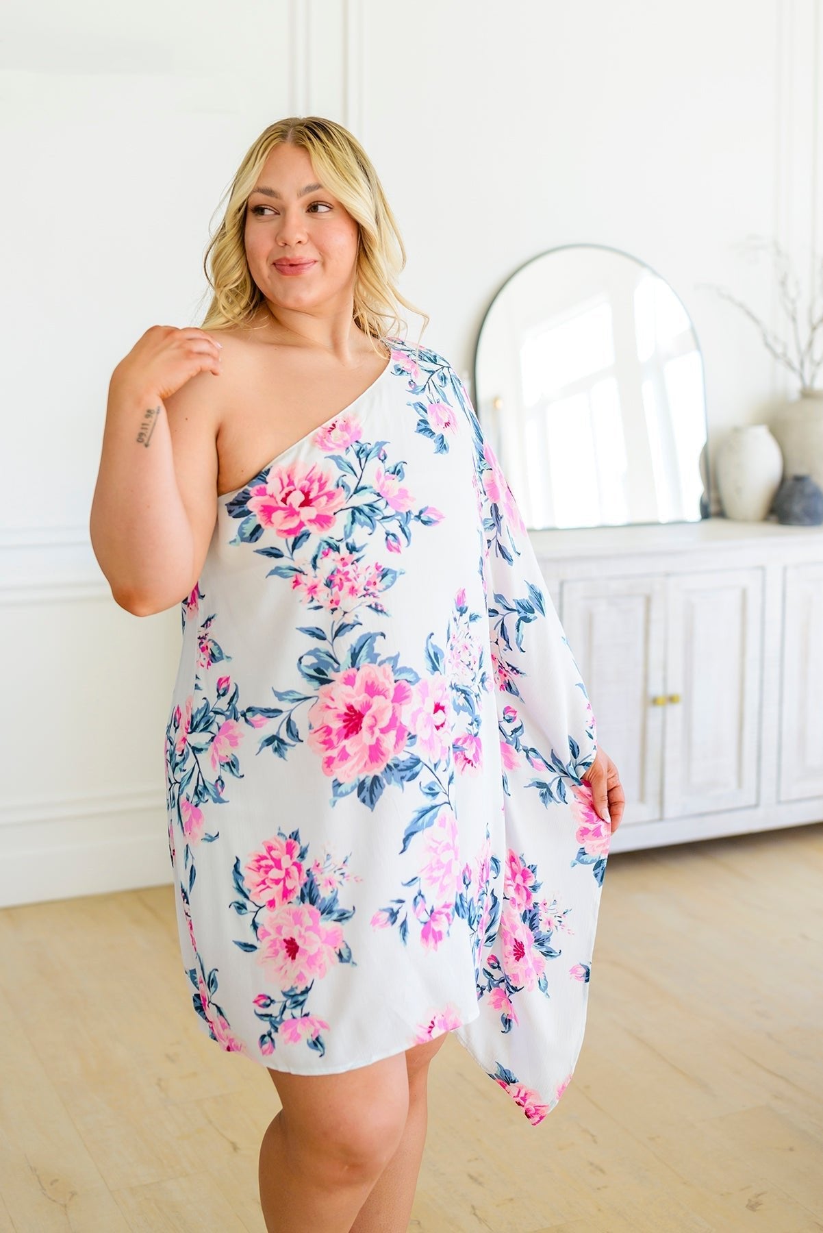 Forever Smitten Floral One Shoulder Dress (Online Exclusive) - Uptown Boutique Ramona