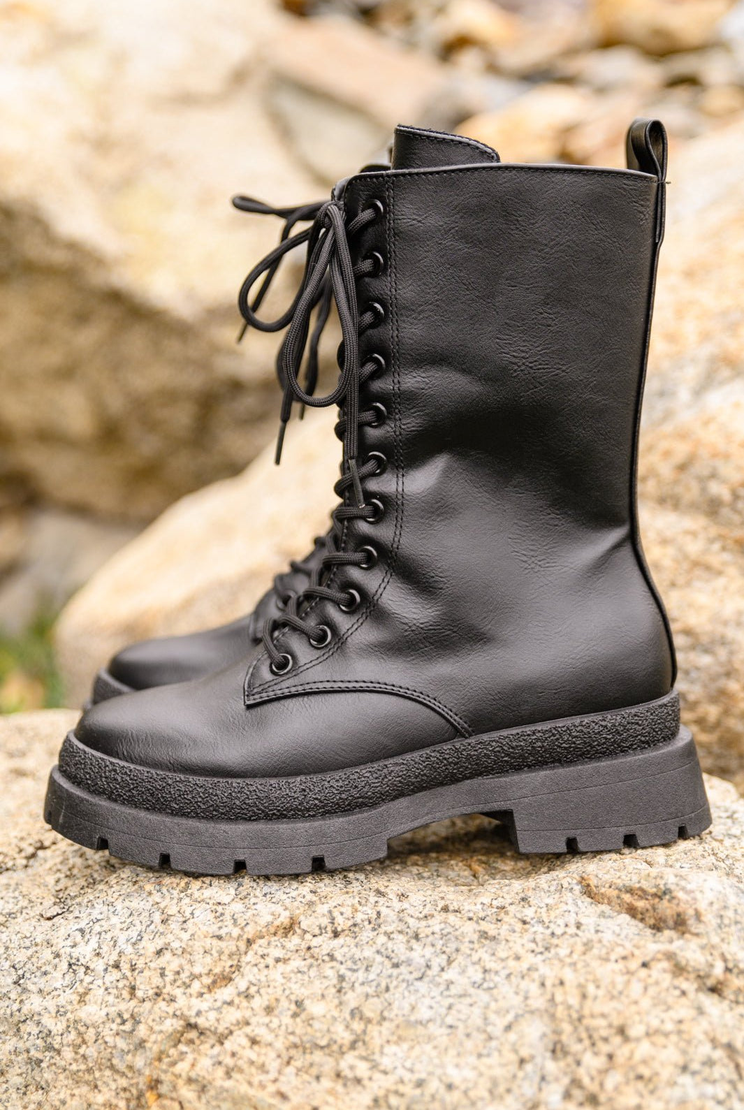 Fresh Feels Combat Boots In Black (Online Exclusive) - Uptown Boutique Ramona
