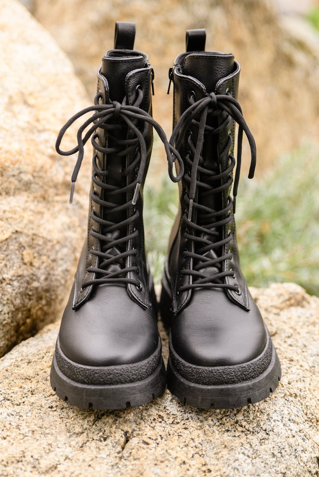 Fresh Feels Combat Boots In Black (Online Exclusive) - Uptown Boutique Ramona