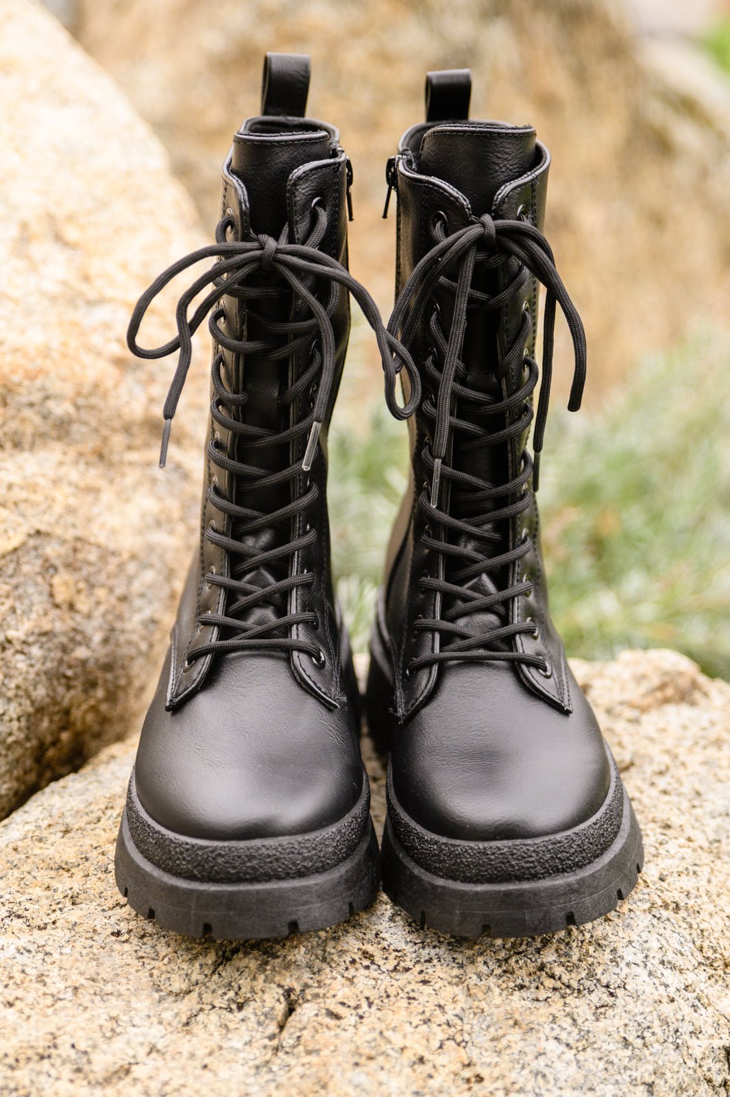Fresh Feels Combat Boots In Black (Online Exclusive) - Uptown Boutique Ramona