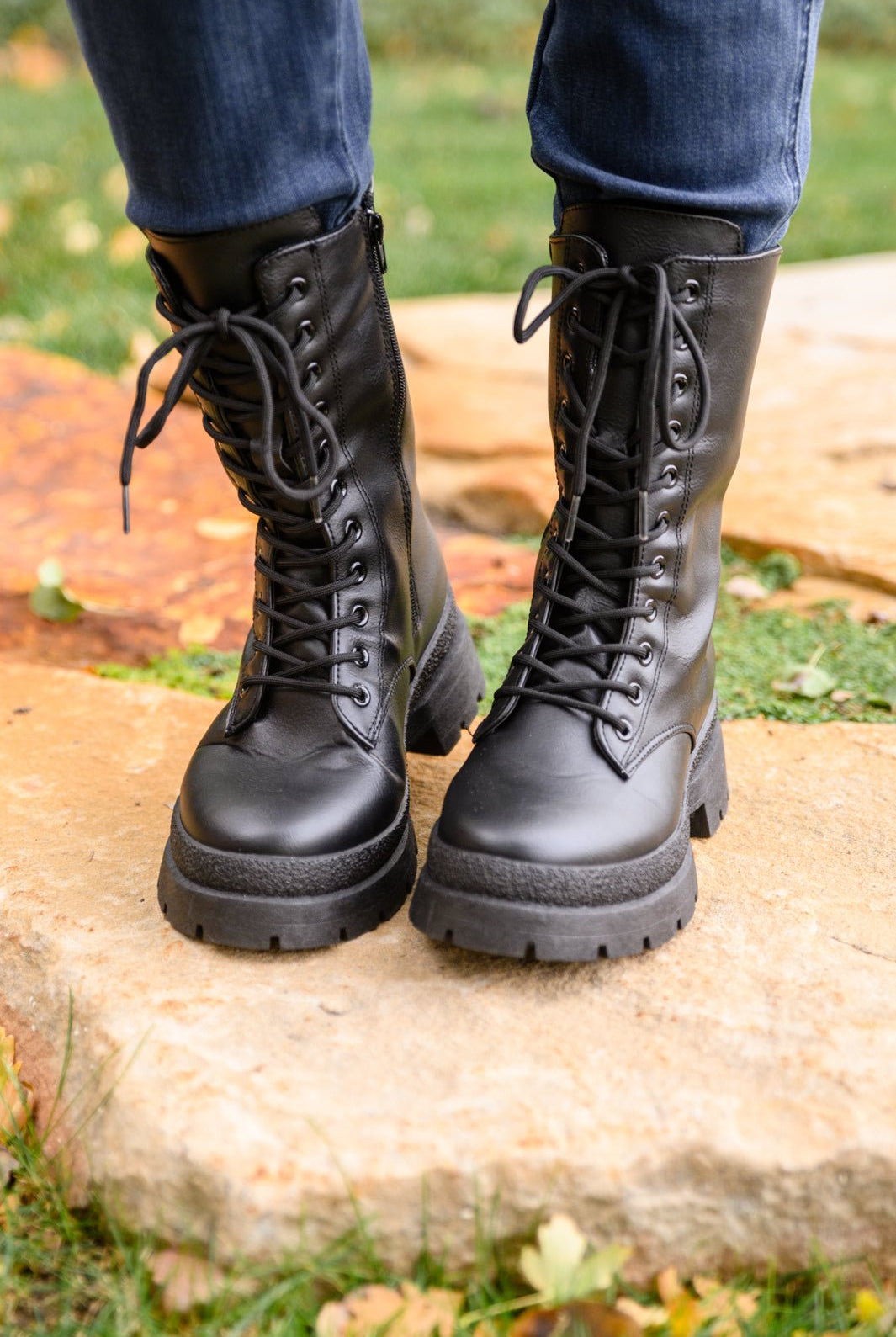 Fresh Feels Combat Boots In Black (Online Exclusive) - Uptown Boutique Ramona