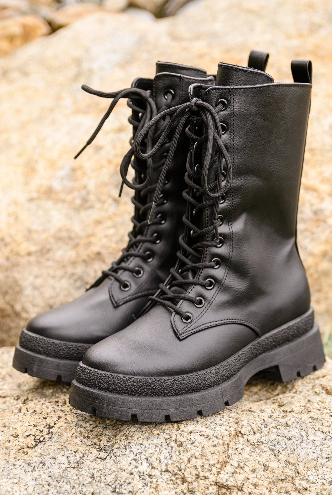 Fresh Feels Combat Boots In Black (Online Exclusive) - Uptown Boutique Ramona
