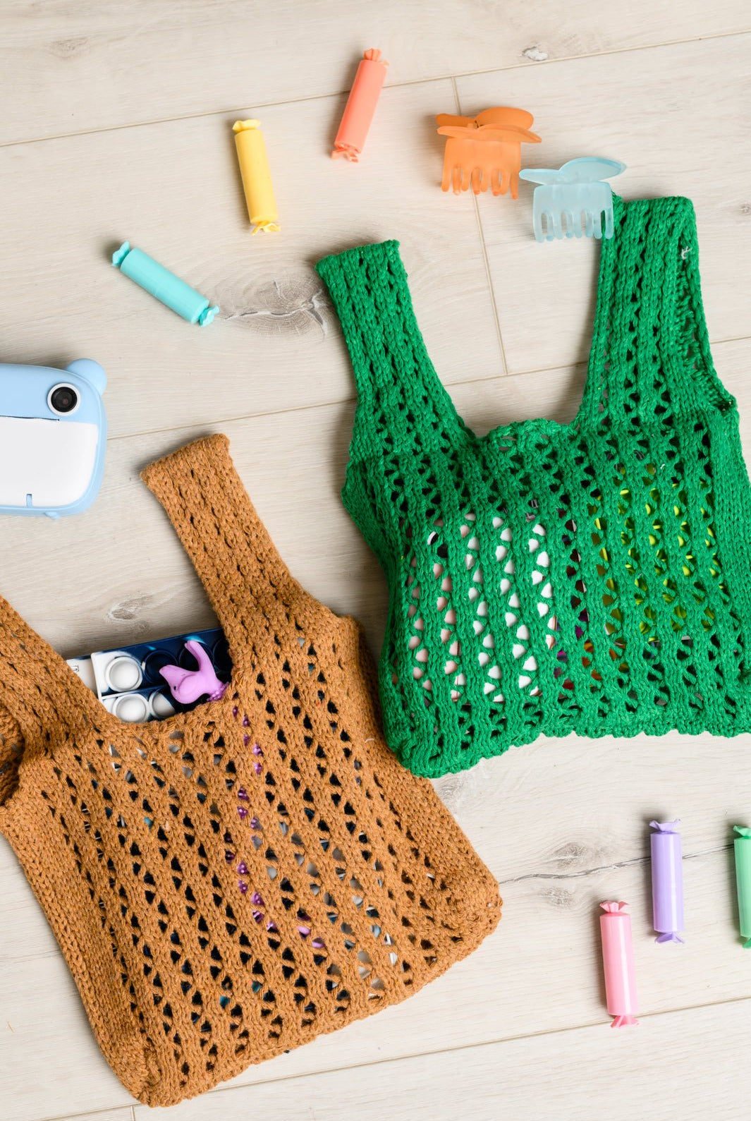 Girls Day Open Weave Bag in Green (Online Exclusive) - Uptown Boutique Ramona