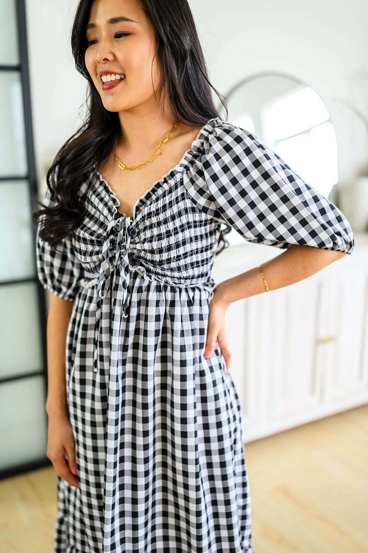 Greenville Gingham Midi Dress (Online Exclusive) - Uptown Boutique Ramona