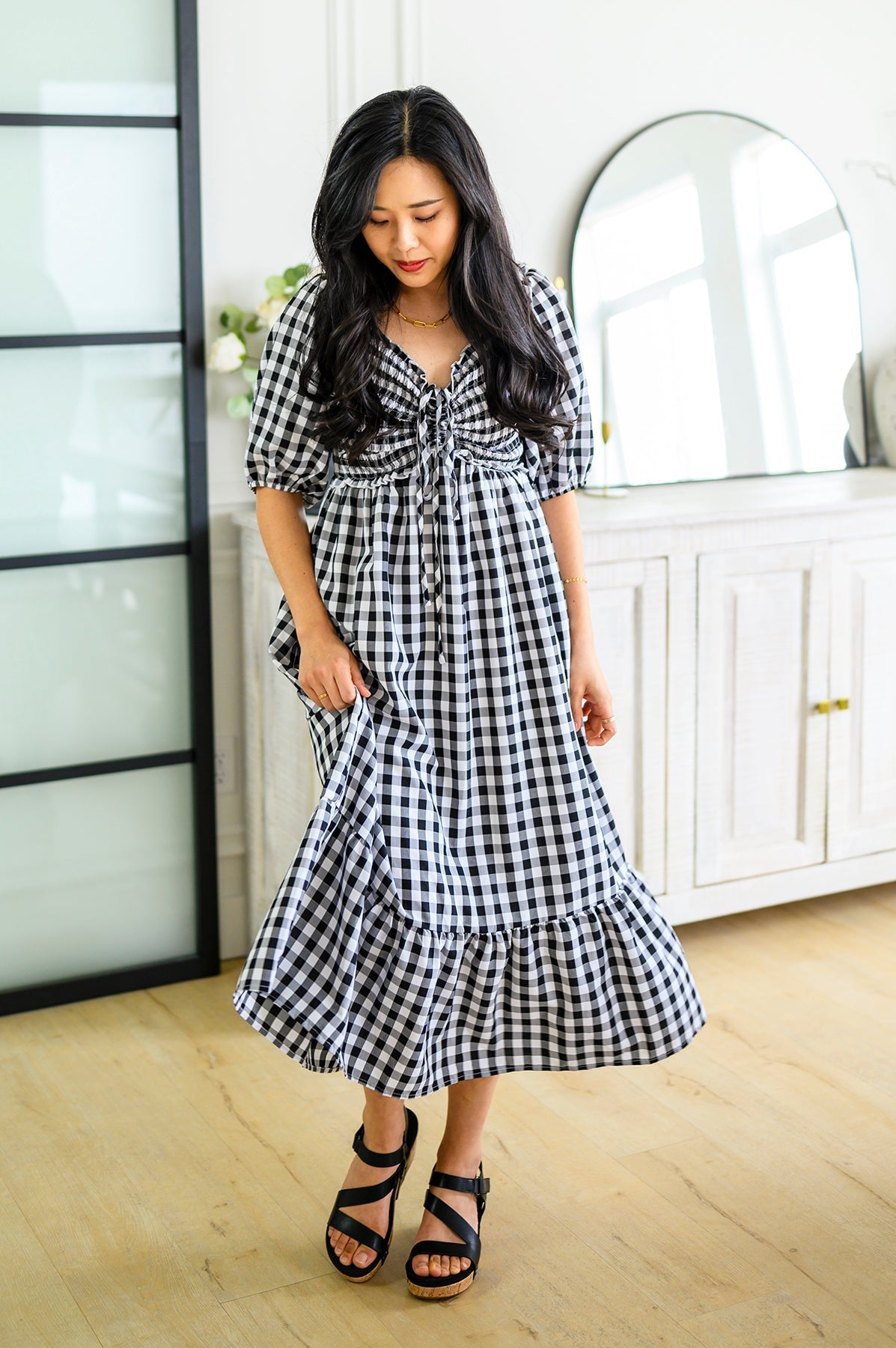 Greenville Gingham Midi Dress (Online Exclusive) - Uptown Boutique Ramona
