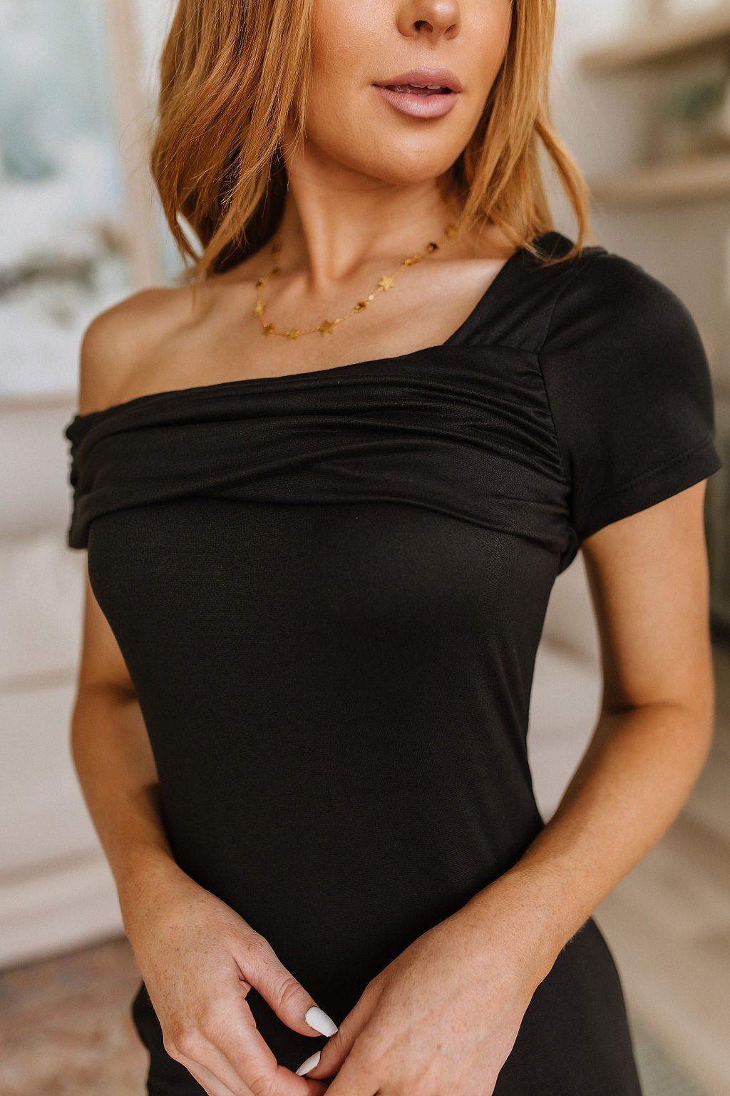 Head Over Heels Asymmetrical Neckline Dress (Online Exclusive) - Uptown Boutique Ramona