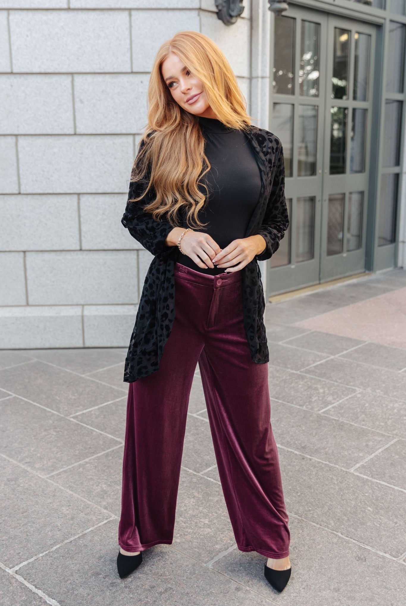 High Society Velvet Wide Leg Trousers (Online Exclusive) - Uptown Boutique Ramona