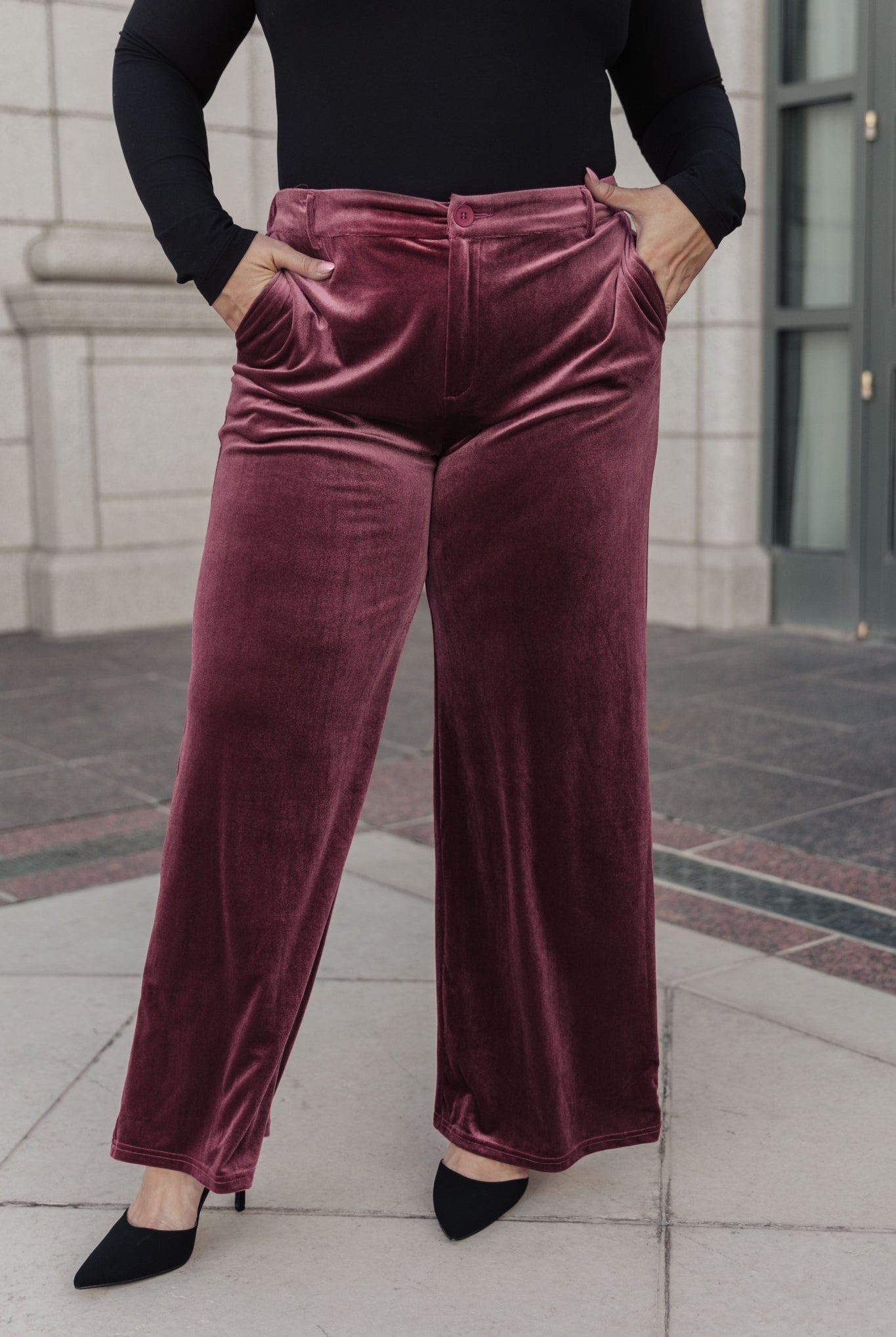 High Society Velvet Wide Leg Trousers (Online Exclusive) - Uptown Boutique Ramona