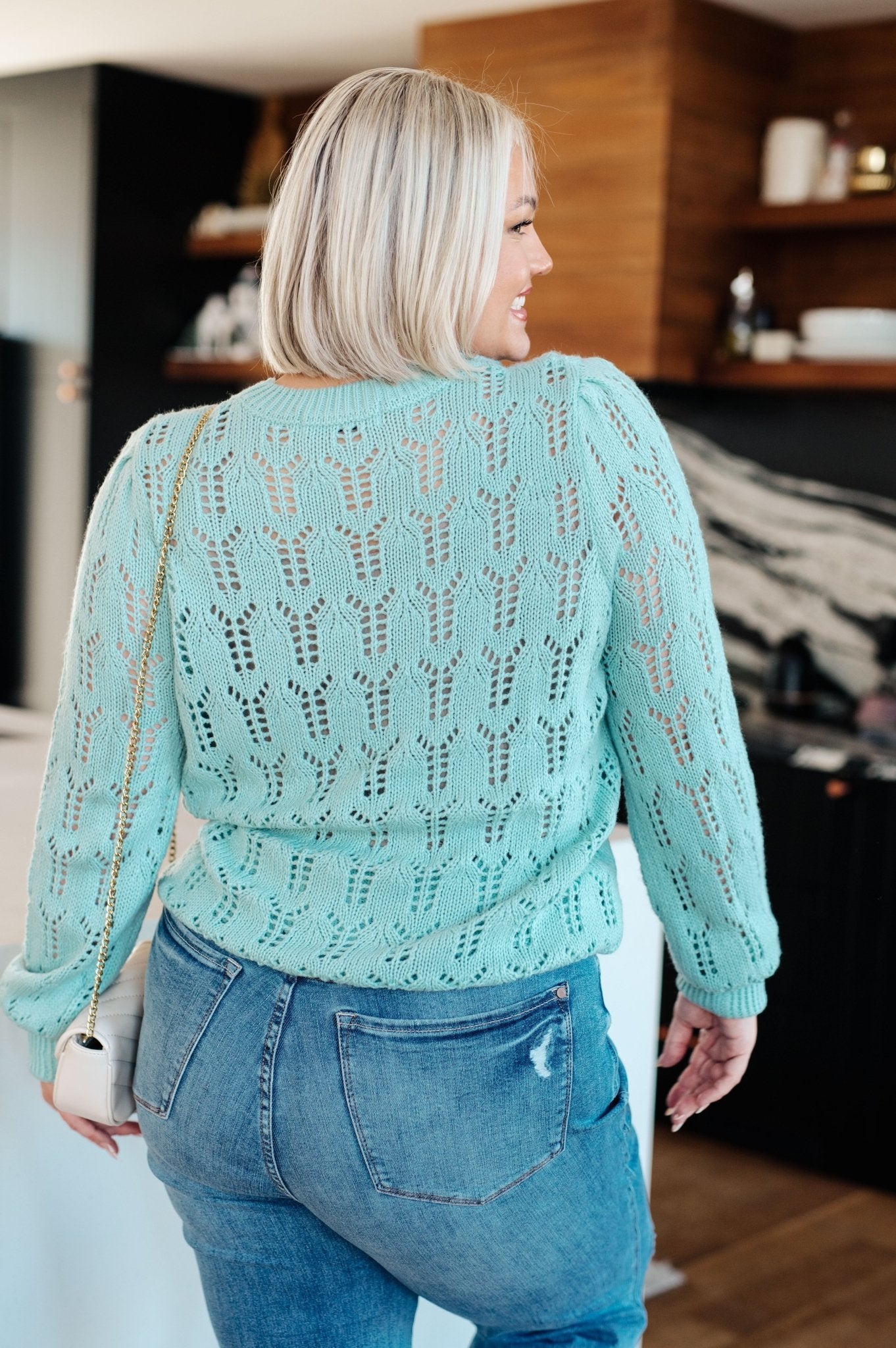 Hole In One Sheer Pointelle Knit Sweater (Online Exclusive) - Uptown Boutique Ramona