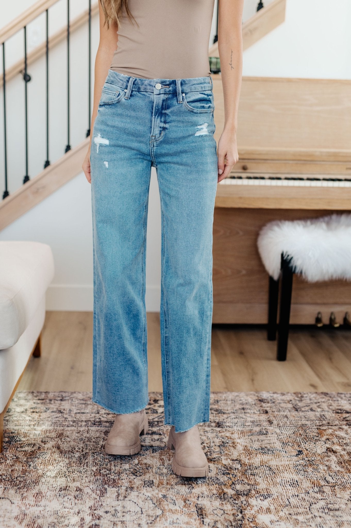 Hope High Rise Wide Leg Jeans (Online Exclusive) - Uptown Boutique Ramona