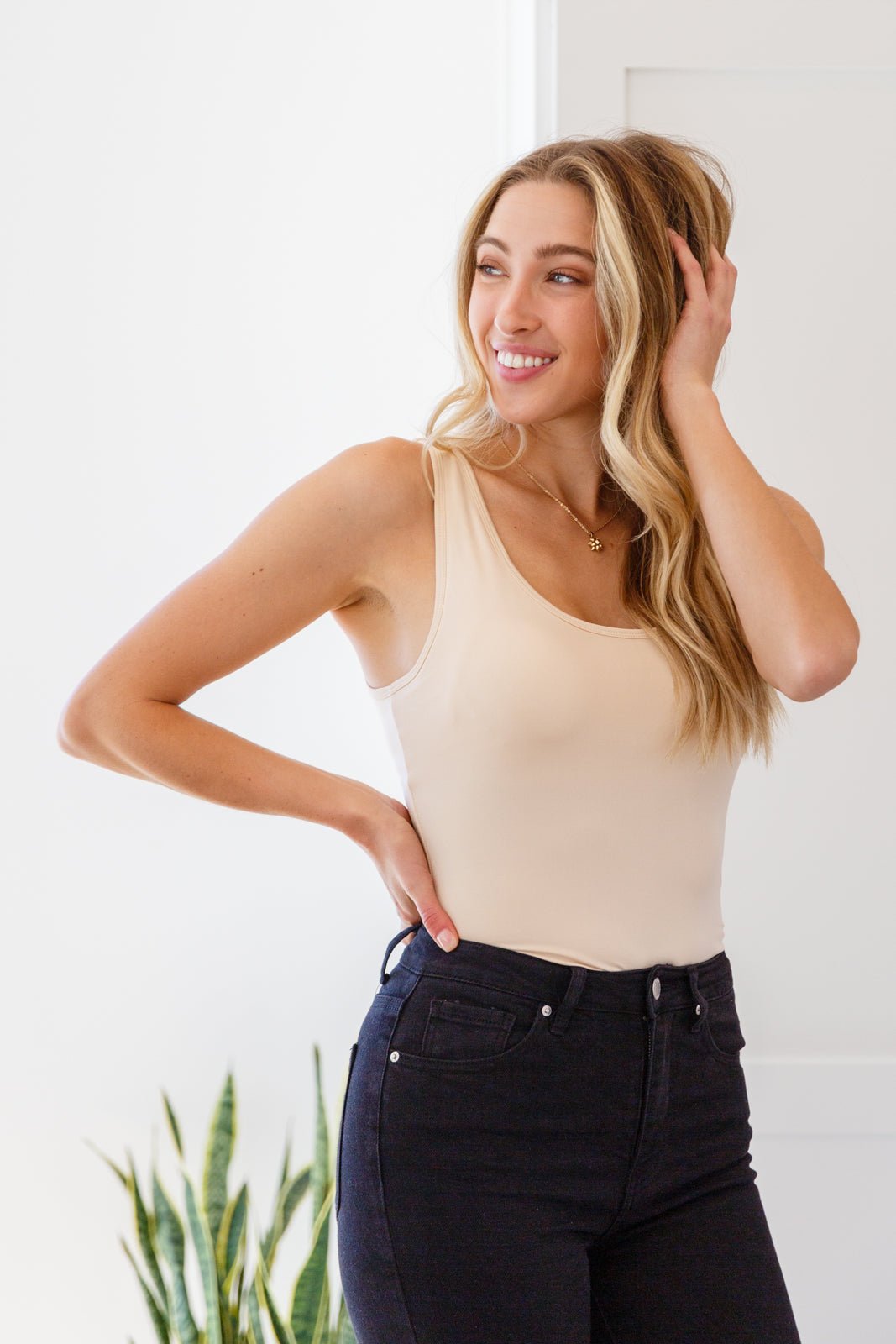Keep Me Around Bodysuit in Beige (Online Exclusive) - Uptown Boutique Ramona