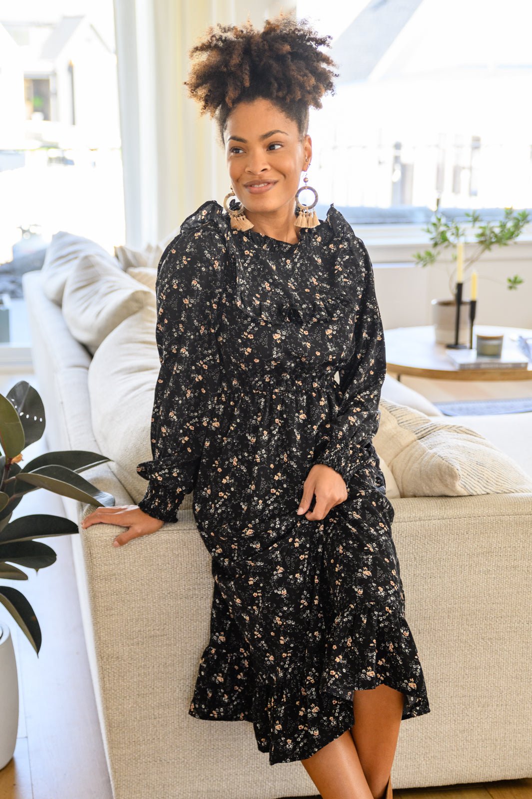 Larissa Long Sleeve Ruffle Hem Dress (Online Exclusive) - Uptown Boutique Ramona