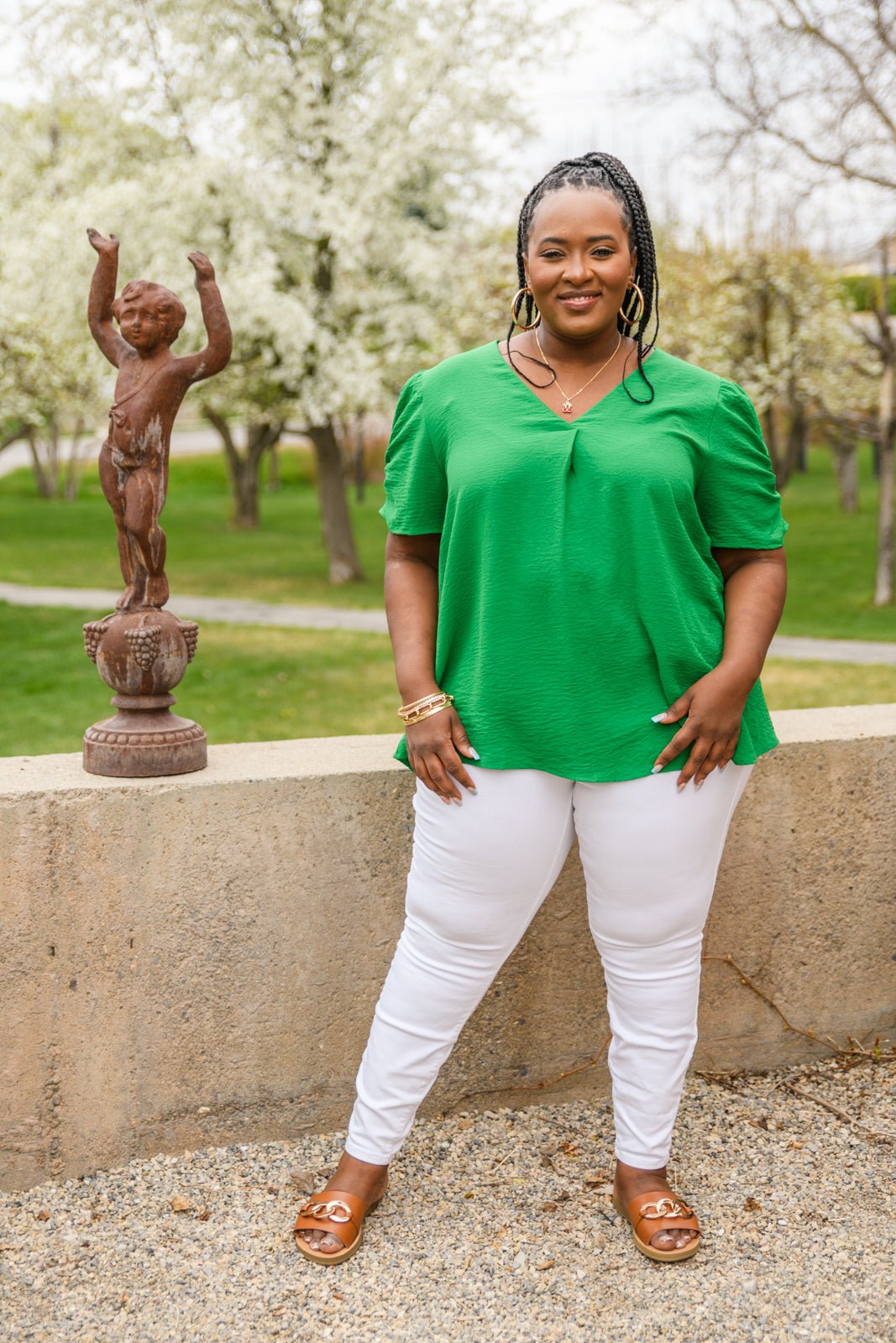 Let's Meet Up Green Blouse (Online Exclusive) - Uptown Boutique Ramona