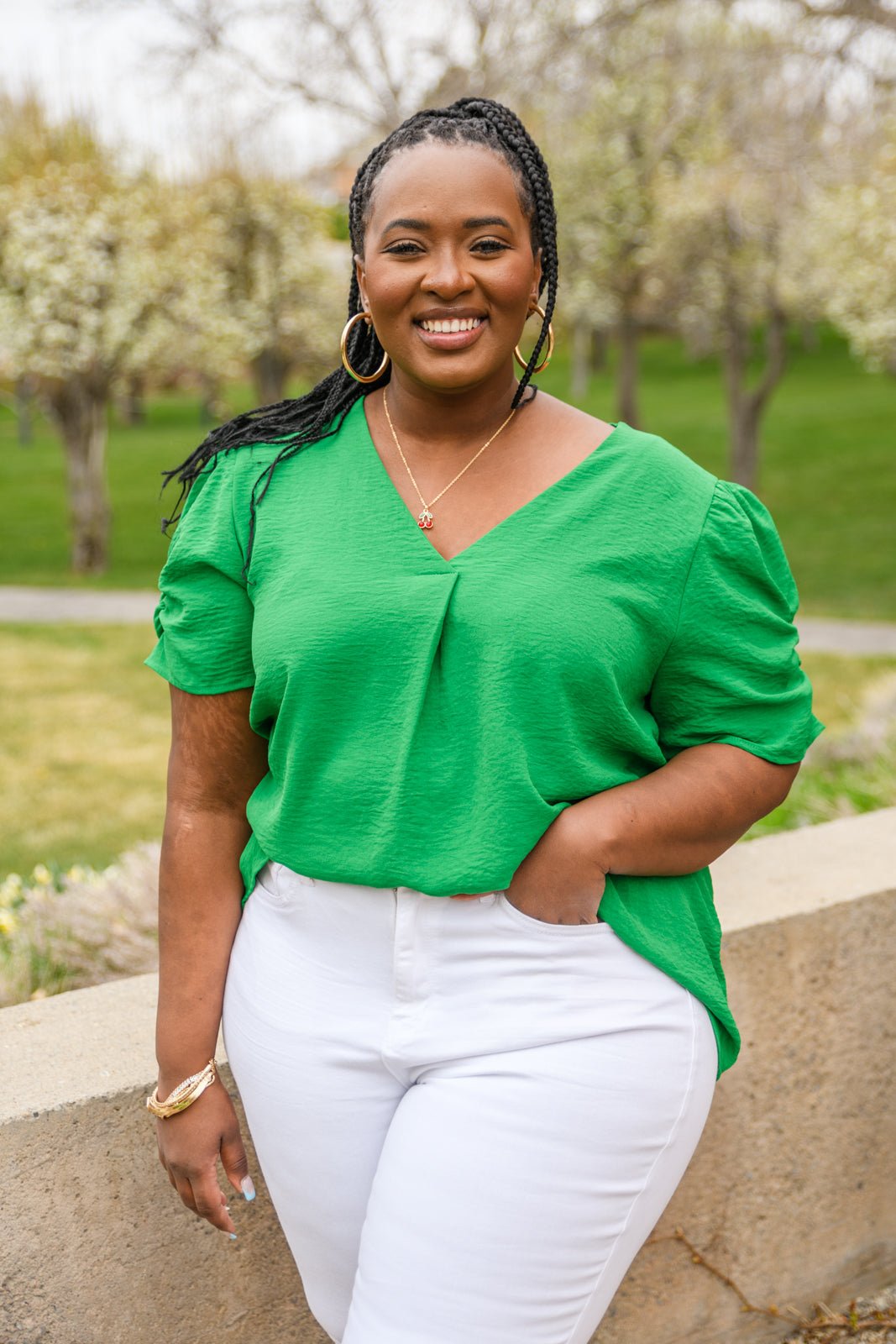 Let's Meet Up Green Blouse (Online Exclusive) - Uptown Boutique Ramona