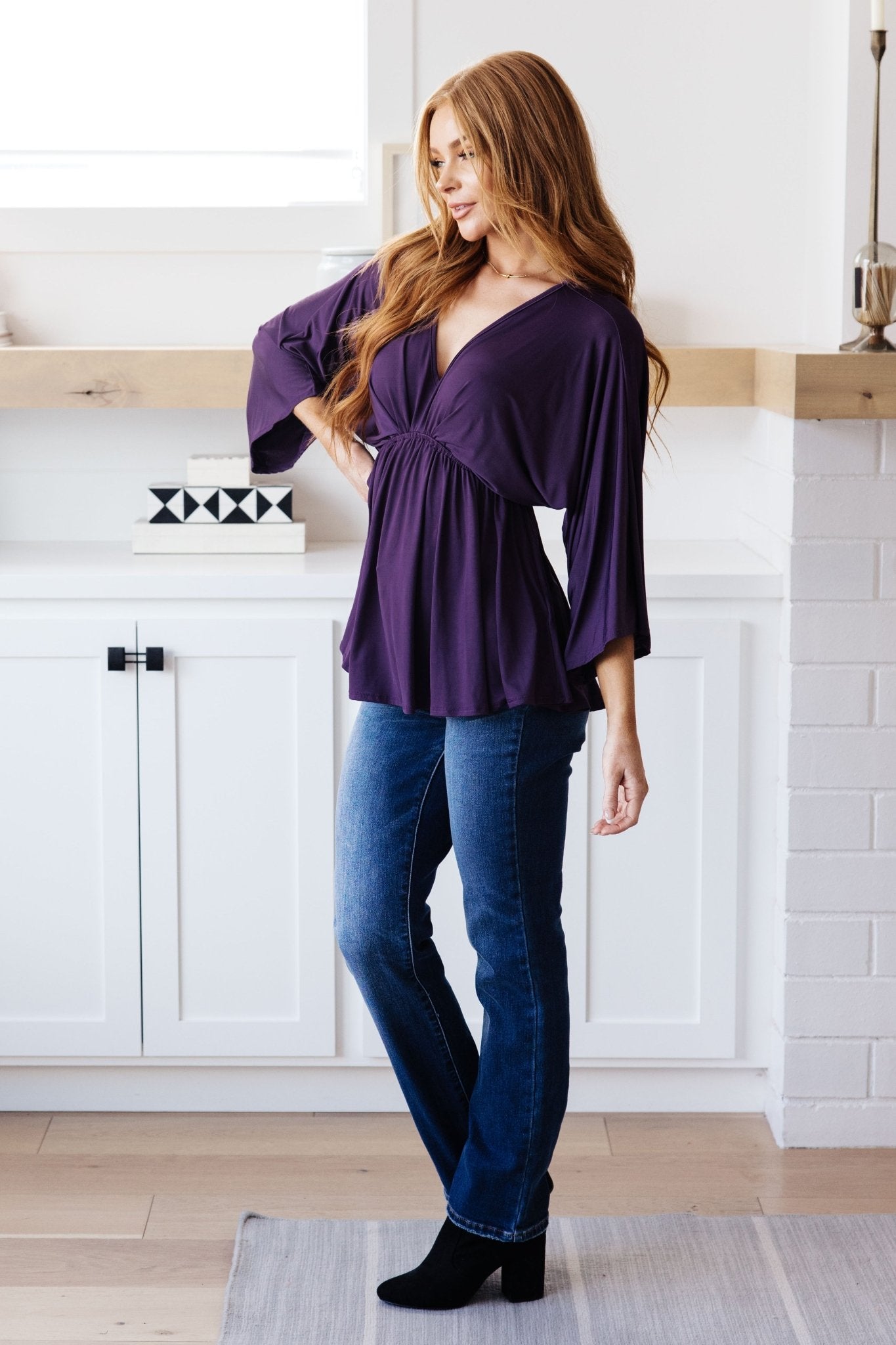 Love On The Line V - Neck Peplum Blouse (Online Exclusive) - Uptown Boutique Ramona