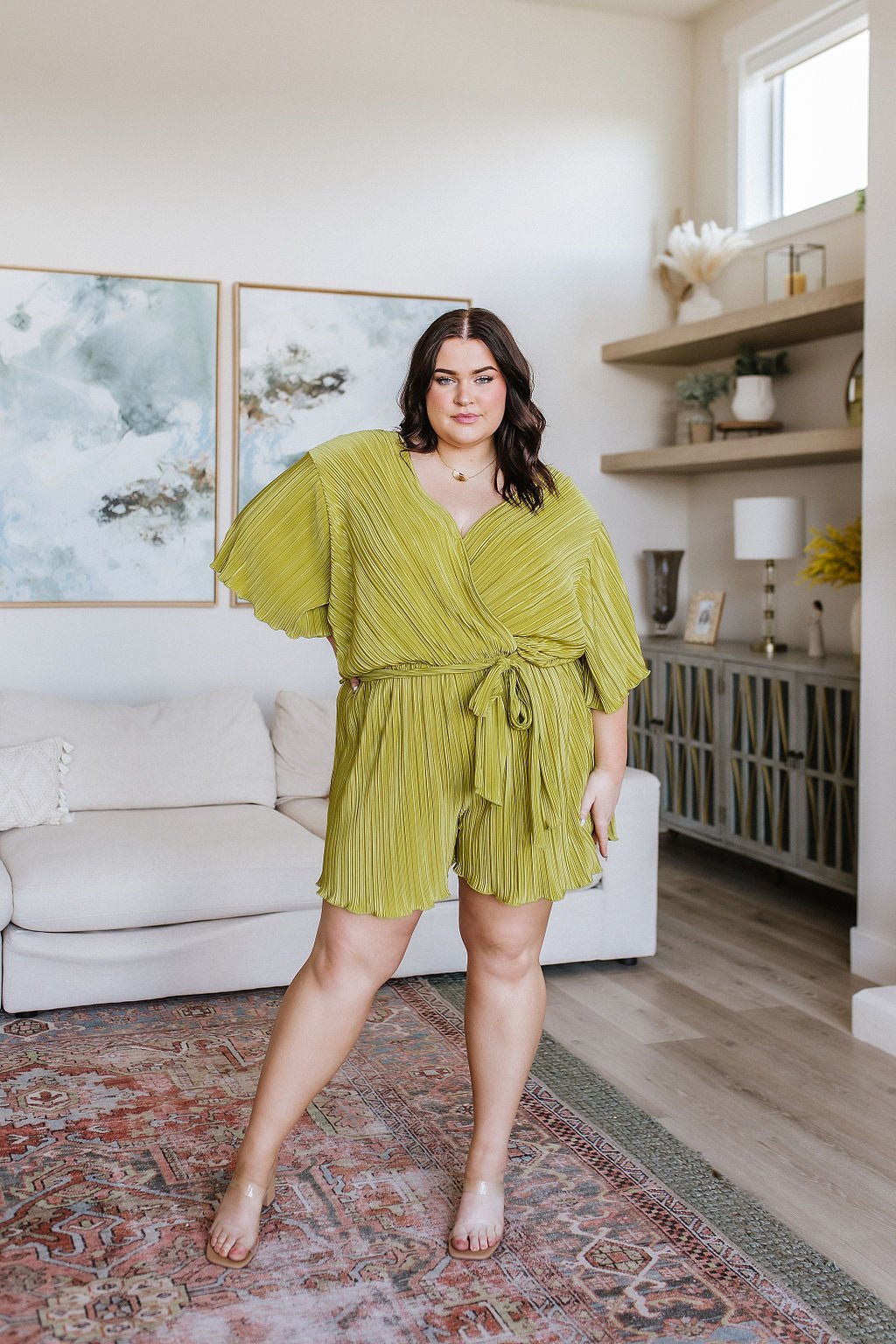 Lovely Life Plisse Romper in Green (Online Exclusive) - Uptown Boutique Ramona