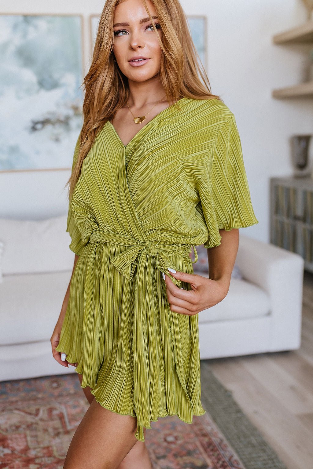 Lovely Life Plisse Romper in Green (Online Exclusive) - Uptown Boutique Ramona