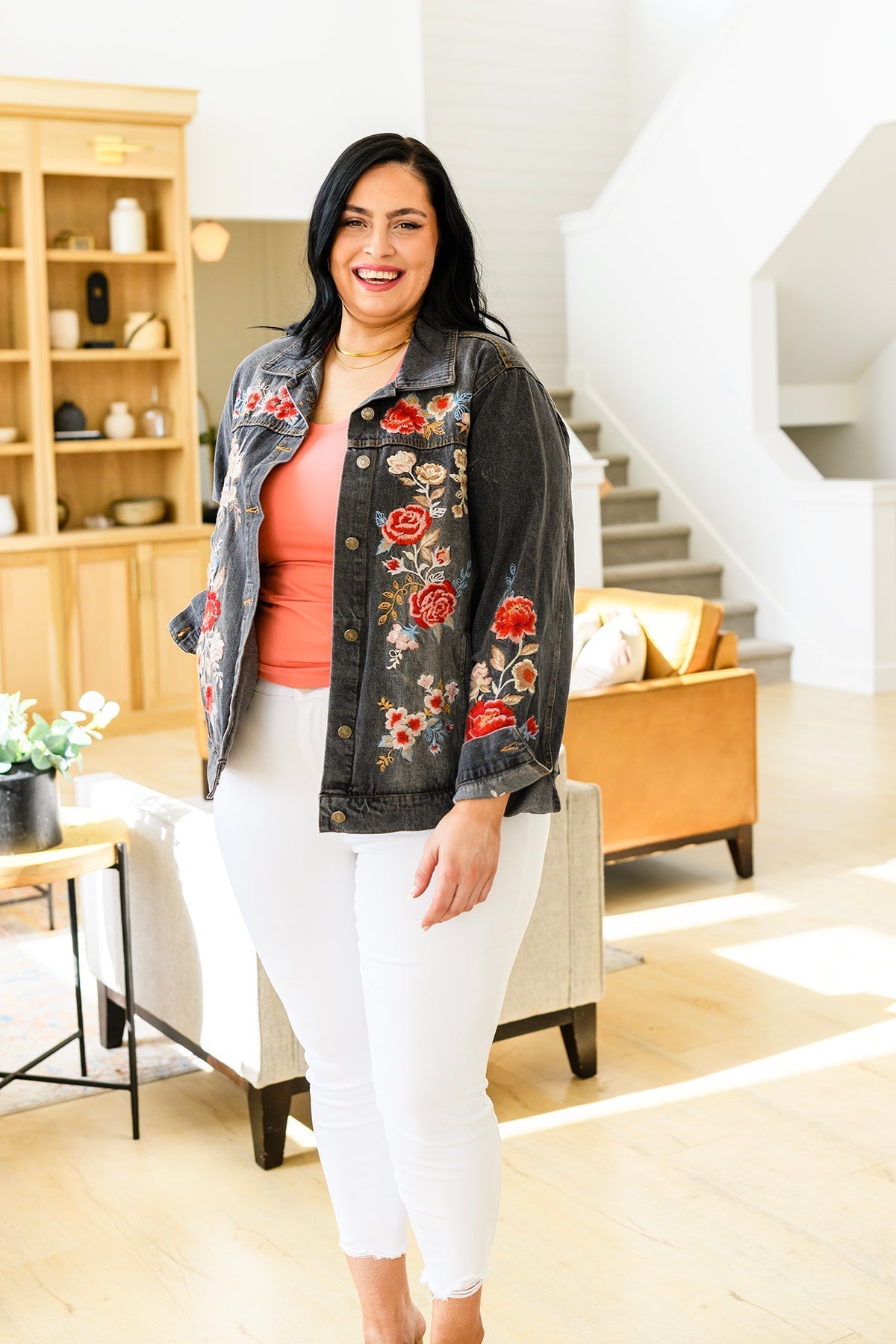 Lovely Visions Flower Embroidered Jacket (Online Exclusive) - Uptown Boutique Ramona