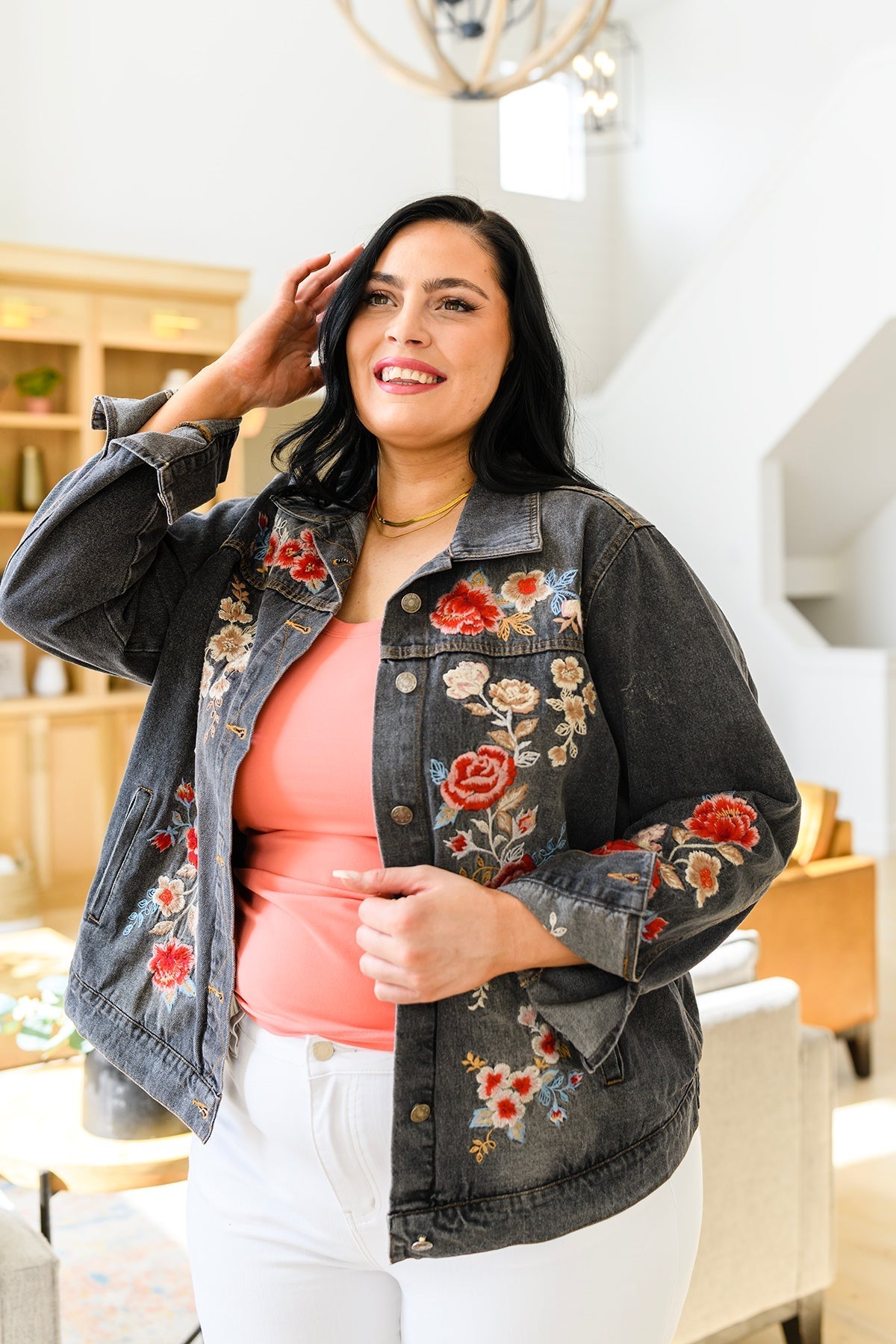 Lovely Visions Flower Embroidered Jacket (Online Exclusive) - Uptown Boutique Ramona